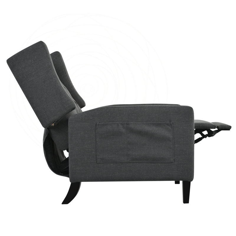 Fauteuil inclinable manuel avec table d'appoint pliable et ports USB, Polyester gris foncé