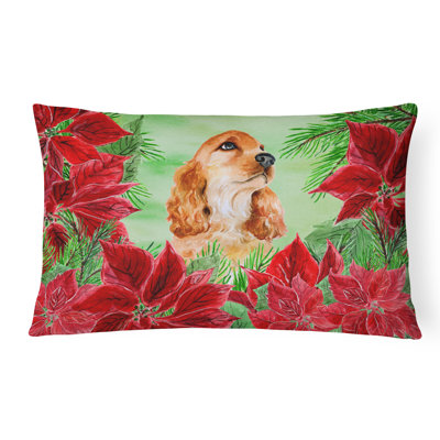  Coussin intérieur / extérieur Cocker Spaniel Poinsettas