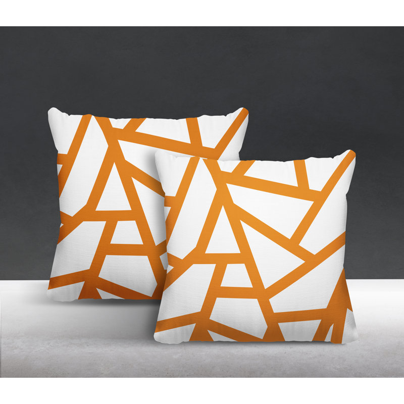 Oreiller carré intérieur / extérieur Ritz Abstract, L 19 po x H 19 po, Orange