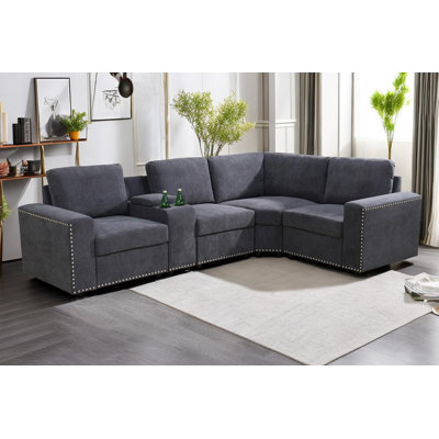Canapé modulaire de coin configurable en flanelle 108 pièces 108 po