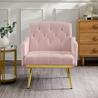Fauteuil en velours avec pieds en métal