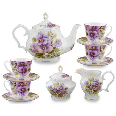 Grace's Tea Ware Bone China Pansy 11-Piece Tea Set