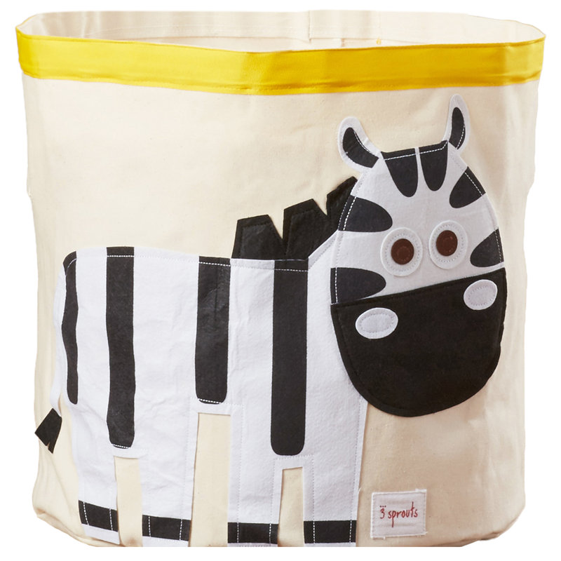 3 Sprouts - Canvas Storage Bin - Laundry and Toy Basket for Baby and Kids - Zebra