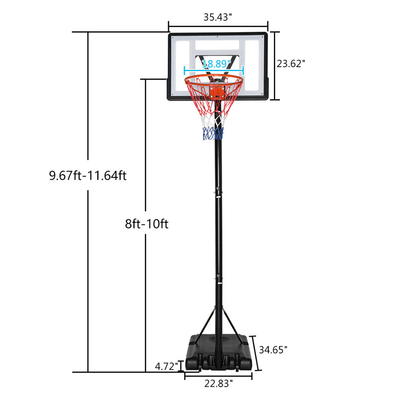 Panier de basketball portatif en métal 8-10 pi.