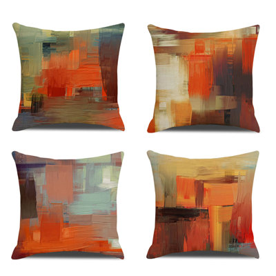 Housse de coussin géométrique en lin 18 po x 18 po