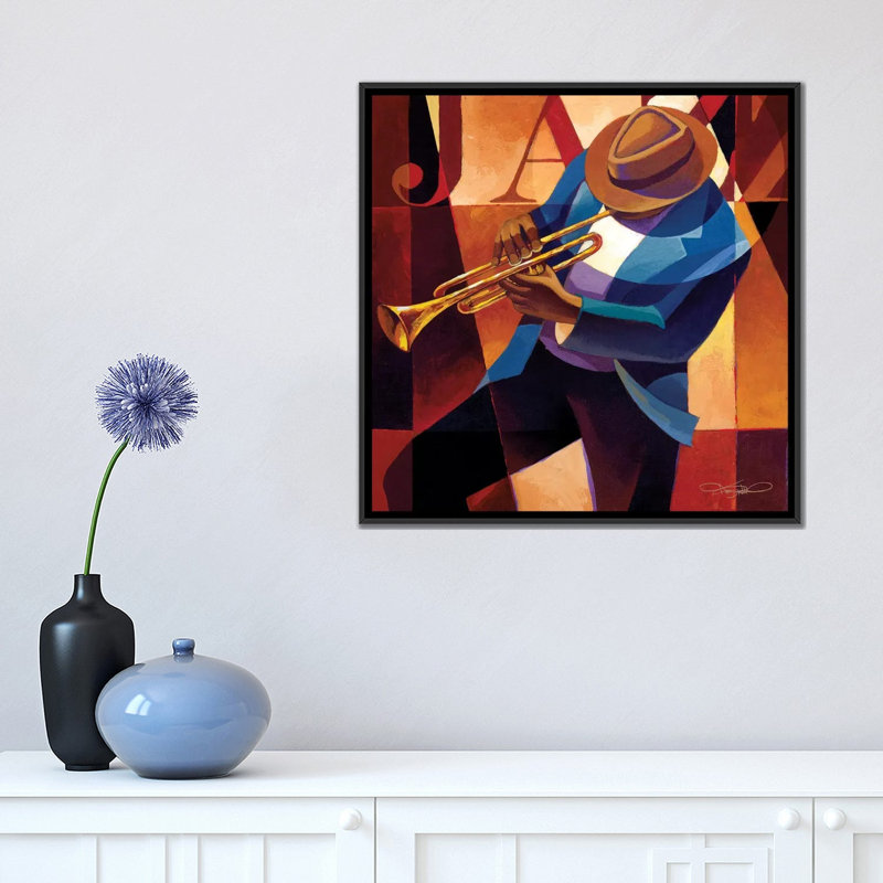 «Swing», reproduction d'impression sur toile, H 18 po x l 18 po x P 1,5 po, Toile encadrée noire, Pas de tapis