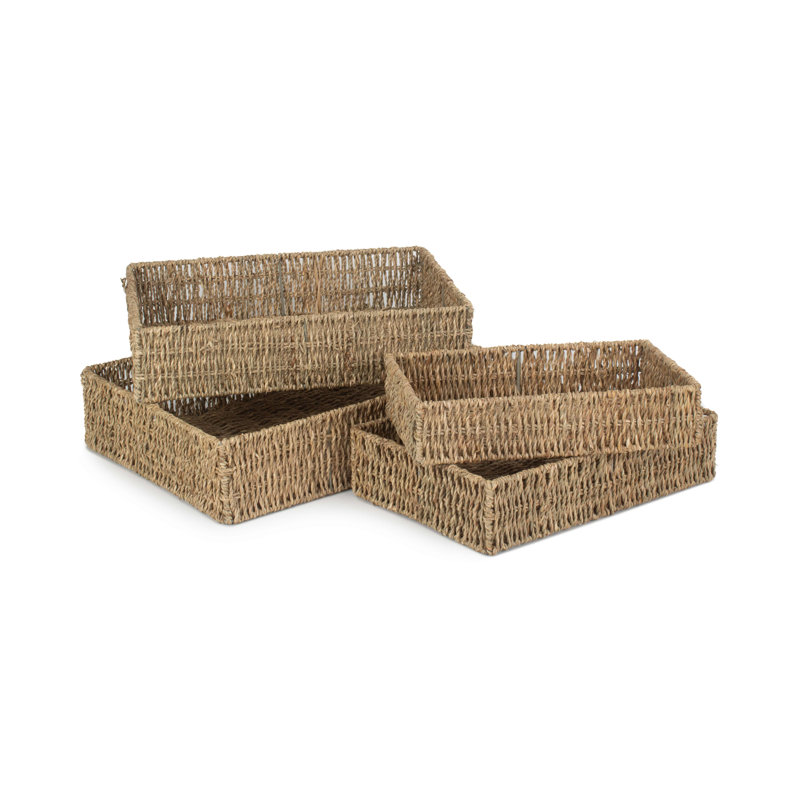 Jody Wicker Seagrass Accent Tray Set