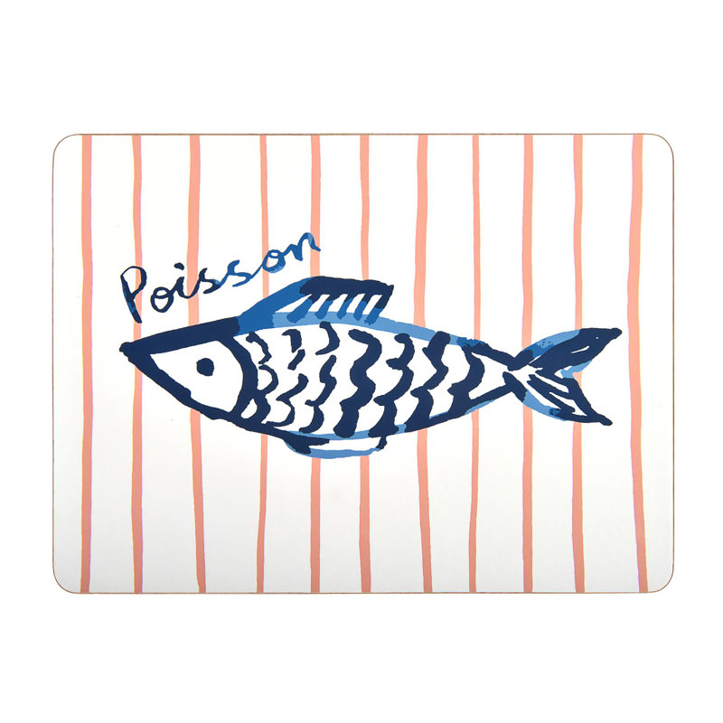 Catch Of The Day Paper Printed MDF Striped Placemat