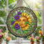 Panneau de vitrail Sun Face ， 7,8H-724692114