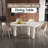62.2" Irregular Cream White Dining Table Set With 6 Chairs for Kitchen, Bar, Living Room-1361439948