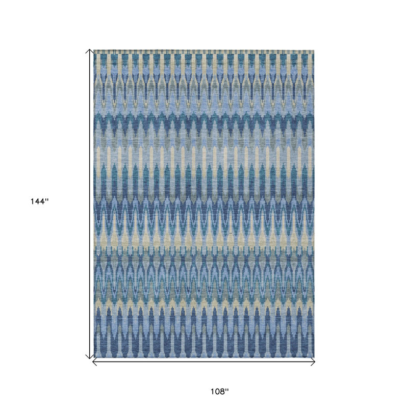 Tapis intérieur lavable extérieur bleu denim et bleu ciel 9 pi x 12 pi Southwestern