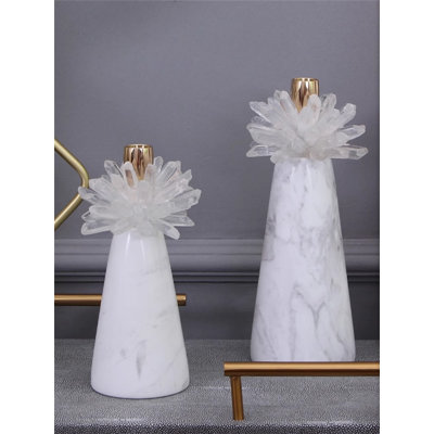 11.02'' H Marble Tabletop Candlestick