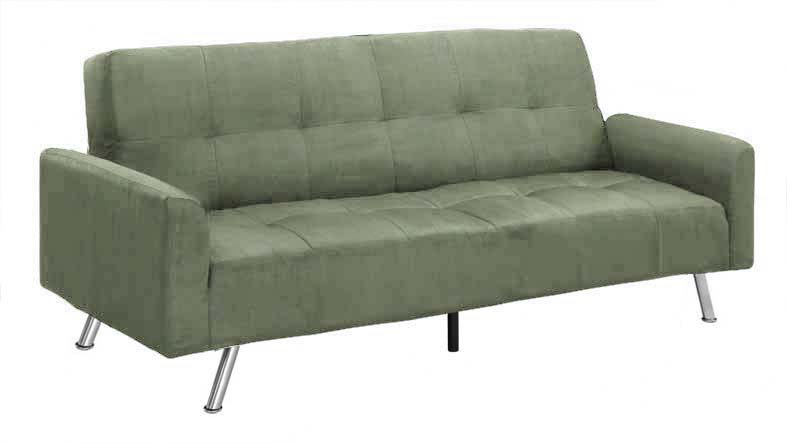 Puzzle 78.1'' Upholstered Sofa, Sage Microfiber, Chrome