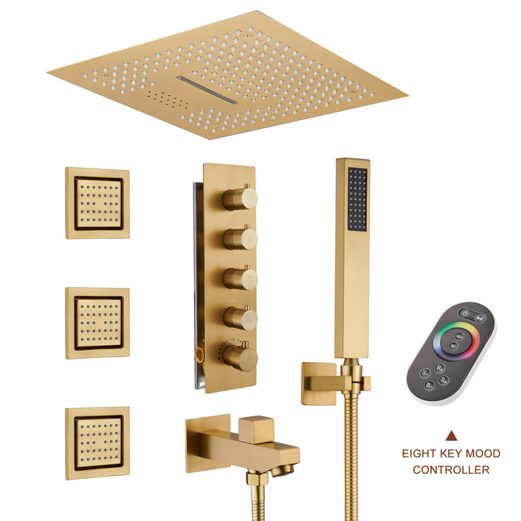 AquaRhapsody 4 Functions Shower System with 64 Colors LED Light, Bluetooth Music and Body Jets