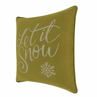 Coussin «Let It Snow» Sparkles Home | Velours avec perles et strass | Insertion de plumes
