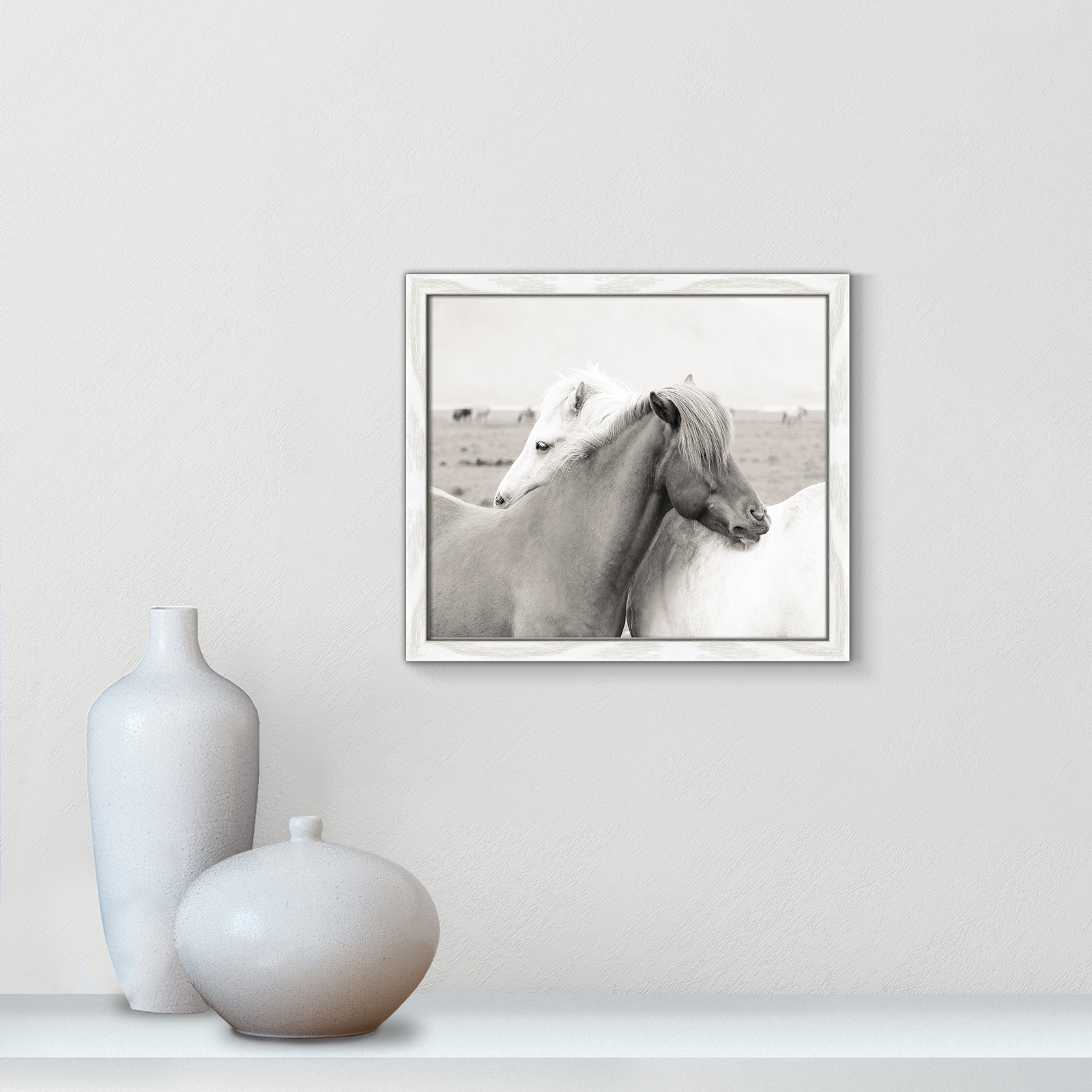 Melanie "Icelandic Meadow Horses" Print, 13" H x 15" W x 0.75" D, White Wood Grain Framed