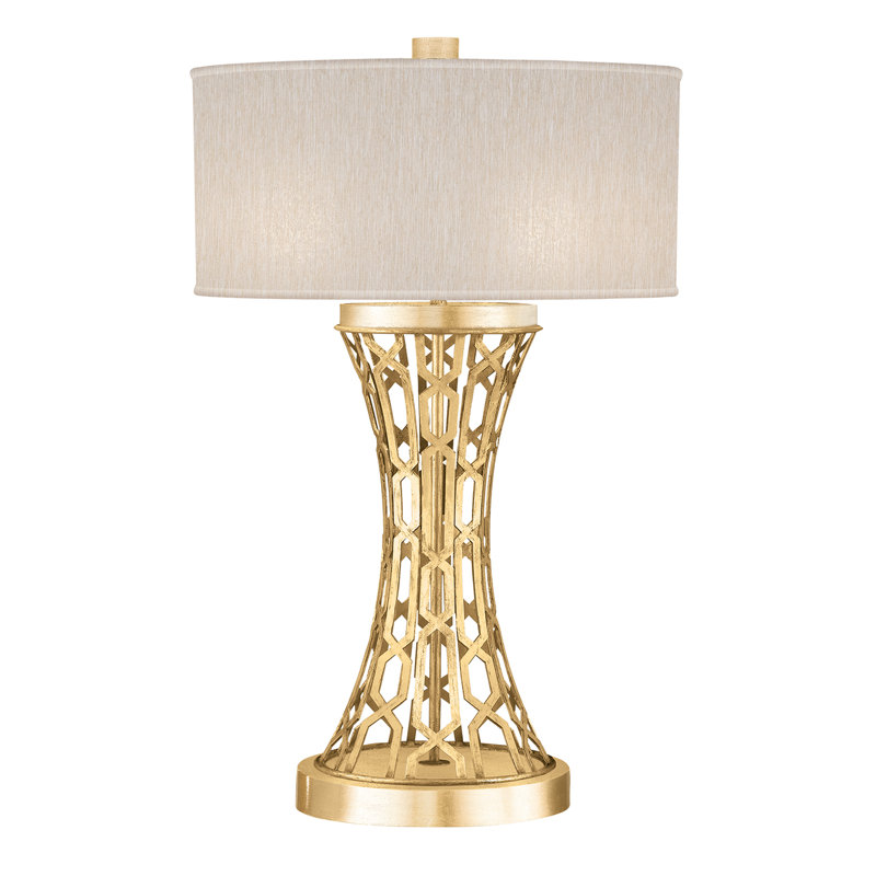 Allegretto Metal Table Lamp, Gold, Beige