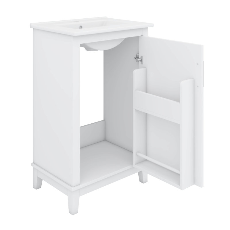 Ensemble de meuble-lavabo moderne 20 "avec lavabo en céramique et 1 armoire, Blanc