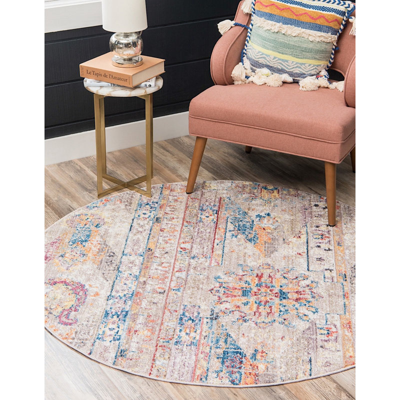 Tapis mauve de style sud-ouest Mulvaney, Rond 5 pi