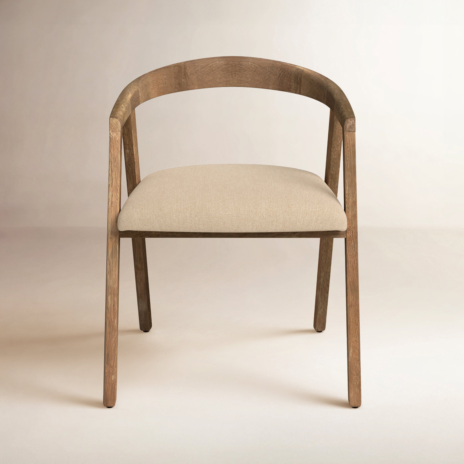 Lulette Linen Oak Dining Armchair, Natural Oatmeal Beige/Natural