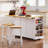 53Inch Kitchen Island Cart With Internal Storage, Power Outlet, Drop Leaf, 5, White 50 W Supply, 5 Wheels,-772668889