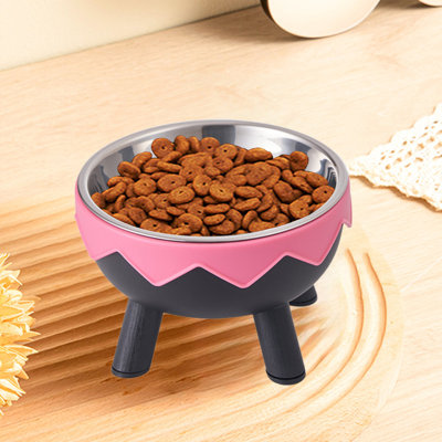 Multicolore bol de nourriture pour chat en acier inoxydable, 5,59 x 3,54 pouces