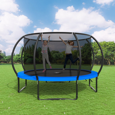 Trampoline récréatif pour enfants 12 pi avec enceinte de sécurité - utilisation intérieure et extérieure - noir