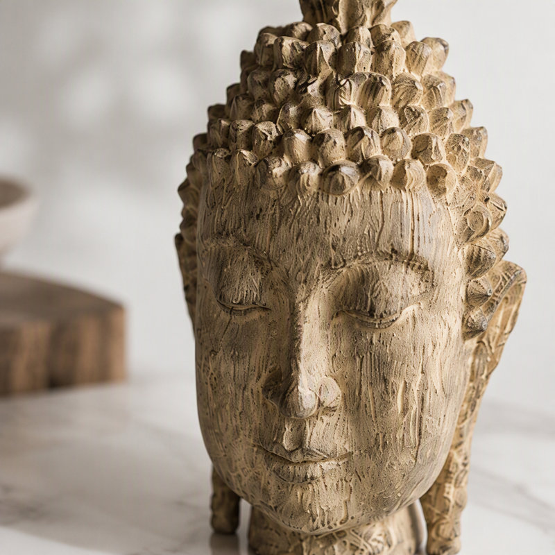 6.5X6.3X12" Meditating Buddha Head Sculpture, Large