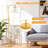 Dimmable Gold Floor Lamp With Glass Shade, 6W LED Bulb Included, Modern Tall Standing Pole Lamps For Living Room, Bedroom, Office