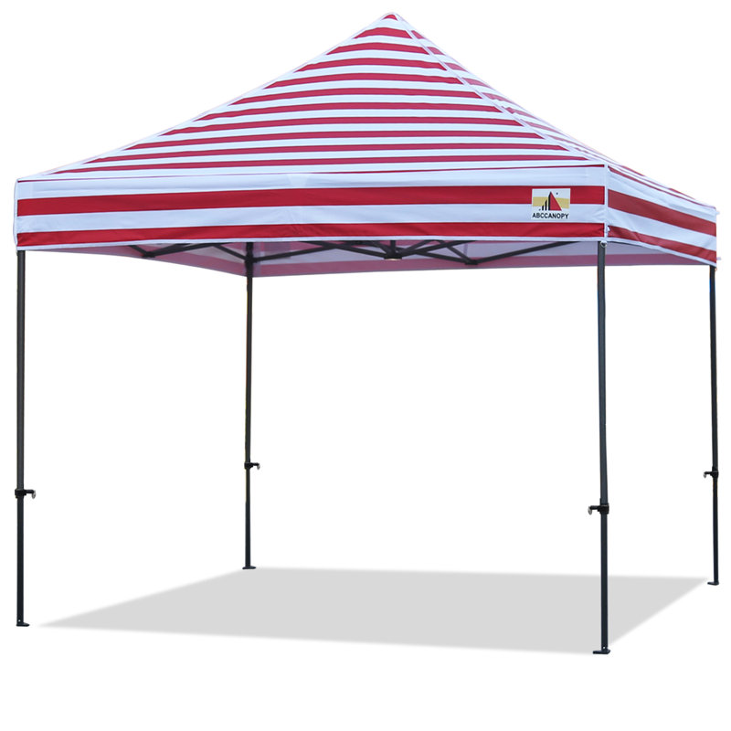 Commercial 10 Ft. W x 10 Ft. D Metal Pop-Up Canopy The Pop Up Canopies, Red White Stripes