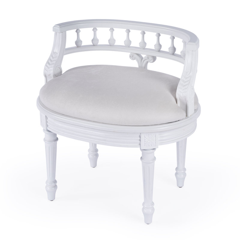 Jules Upholstered Vanity Stool, White
