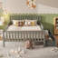 Lit simple et double de taille standard avec garde-corps sur les deux côtés et deux tiroirs de rangement, lit en pin massif de conception classique, disponible en blanc, rose, gris et noyer, sans sommier