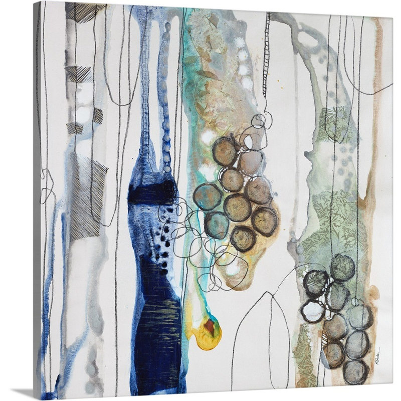 « botanique contour xiv », peinture sur toile, Toile tendue, H 12 po x l 12 po x P 1,25 po