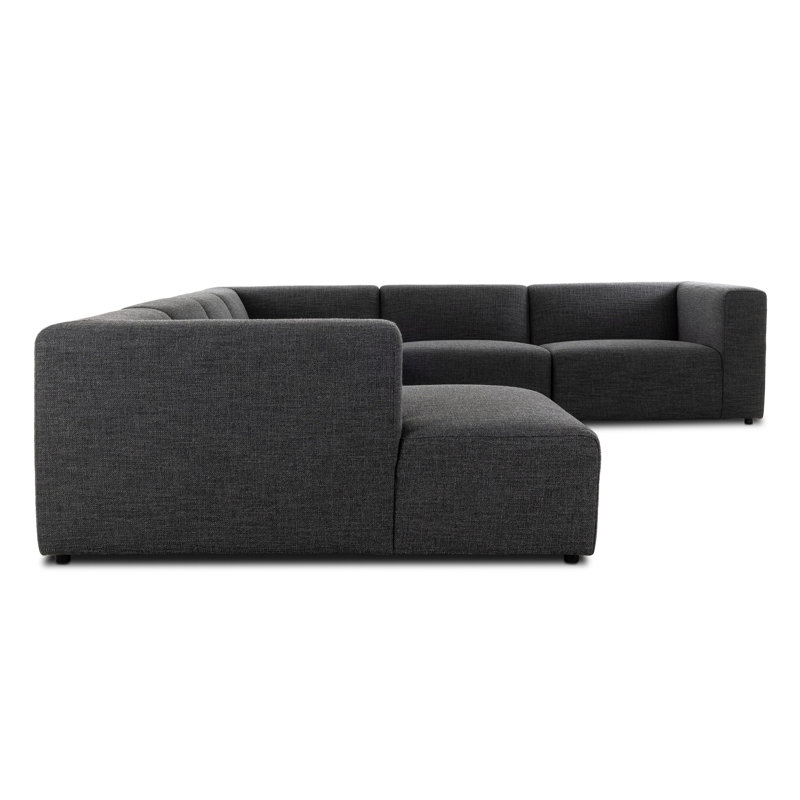 Lawndale 6PC Sectional W/ LAFC-Saxon Charcoal, Left Hand Facing, Saxon Charcoal Polyester Blend