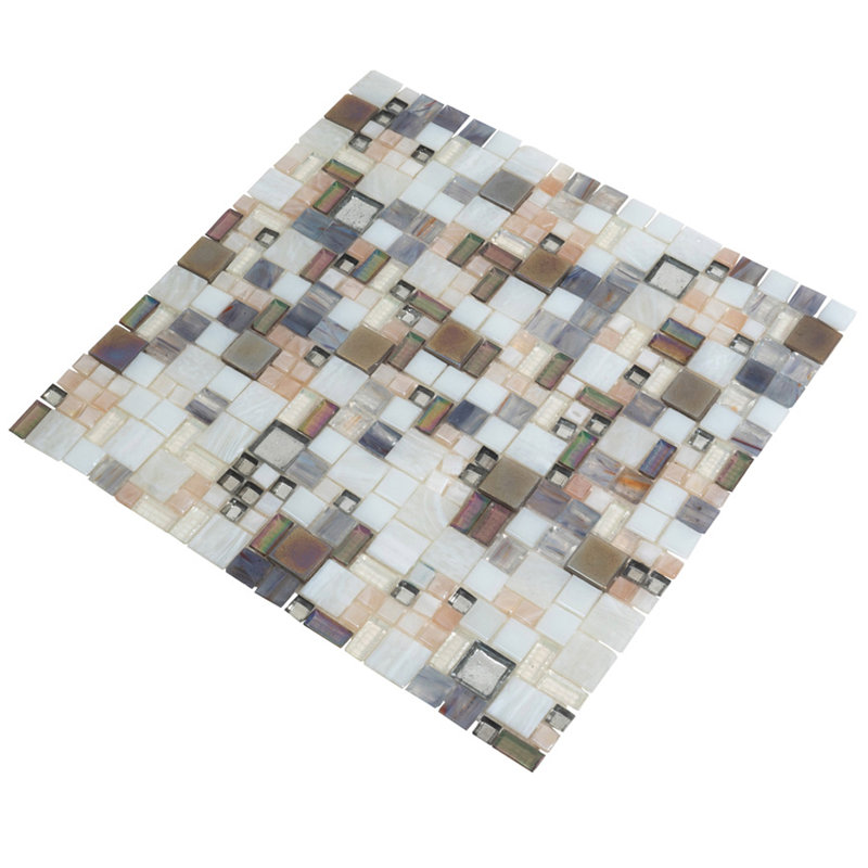 13" x 13" Straight Edge Glass Mosaic Wall & Floor Tile, Beige