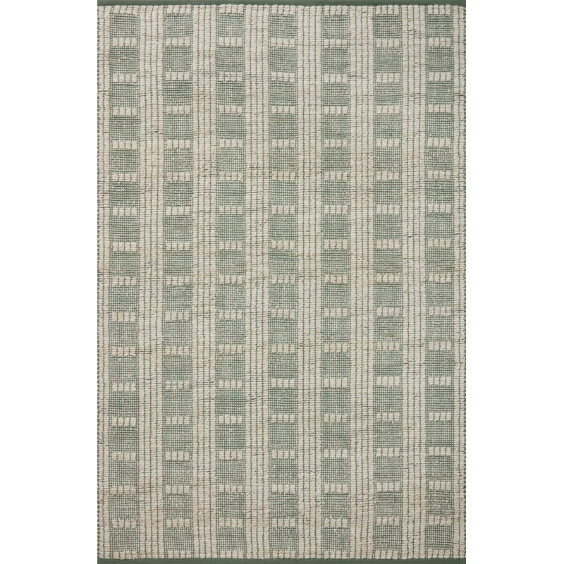 Ivory & Sage 5' x 7' Hand-Woven Cotton-Blend Geometric Area Rug
