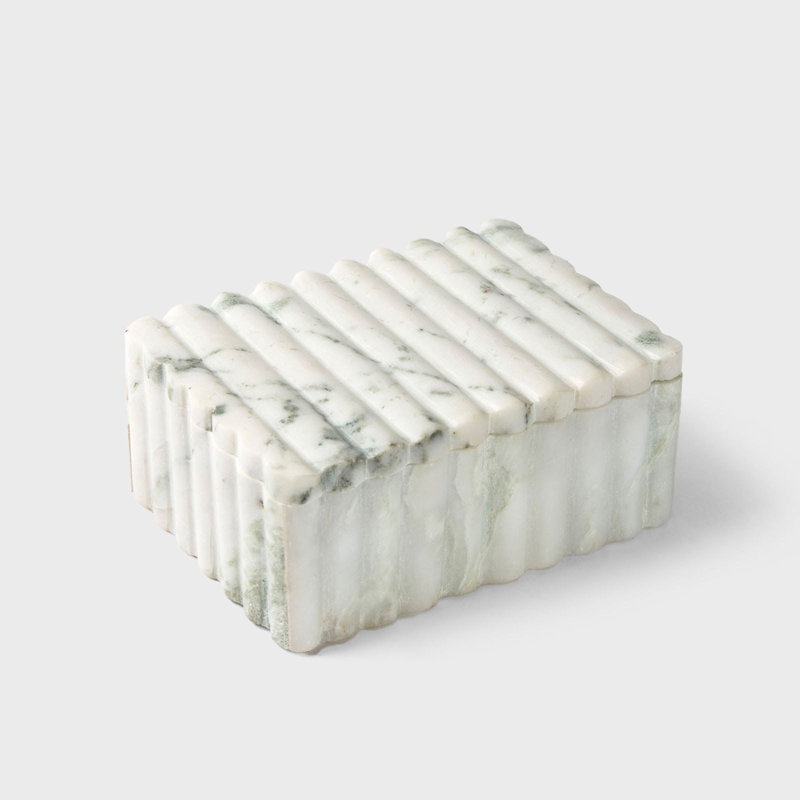  Boîte sculptée en marbre, Blanc