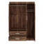 Bedroom Three Door Closet Wardrobe Built with  Drawers and 2  Hanging Rods-131254966