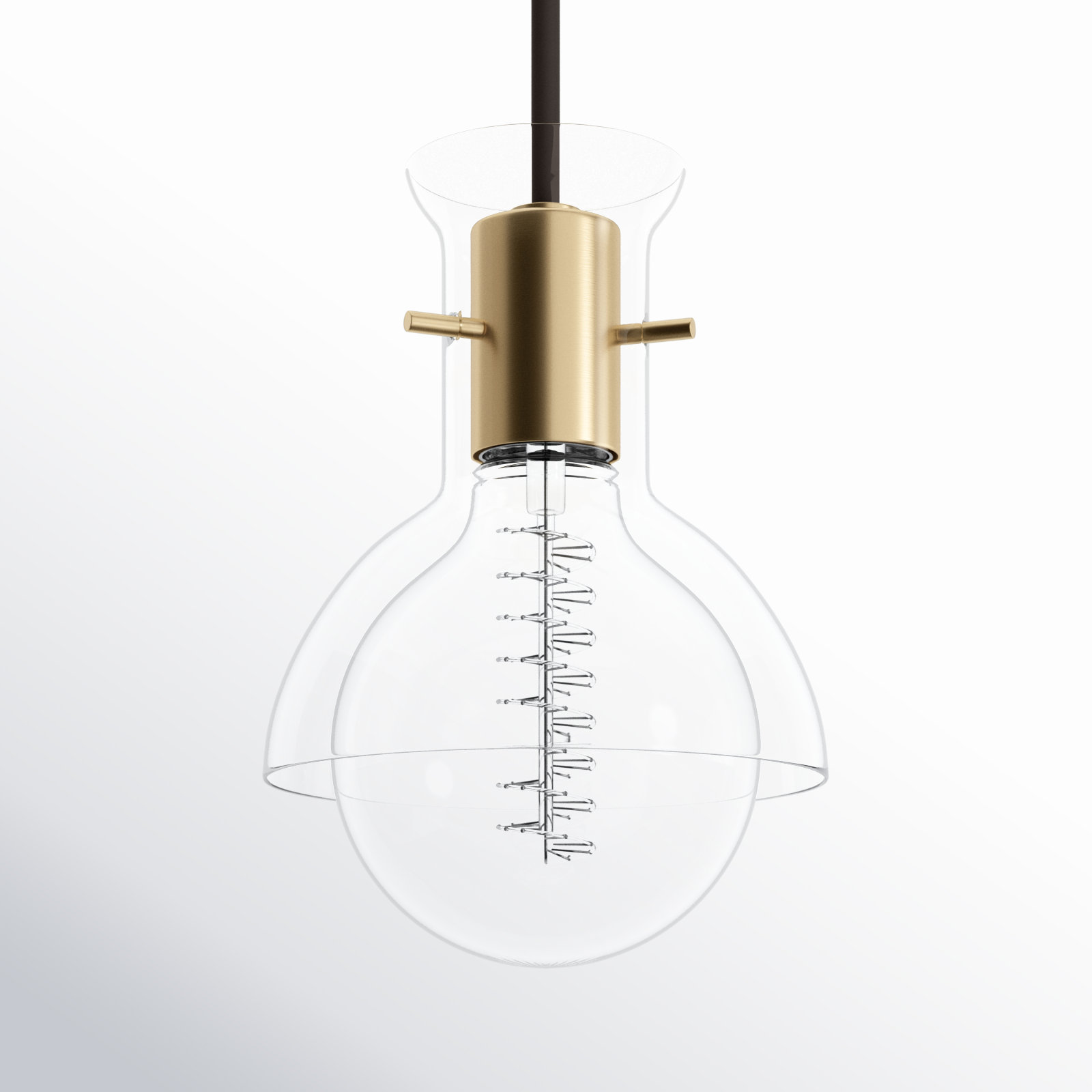 Luke Single Light Glass Dimmable Pendant, Aged Brass