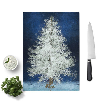 Tempered Glass Tree at Winter Cutting Board