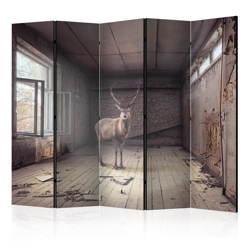 Halana 225cm W x 172cm H 5 - Panel Solid Wood Folding Room Divider
