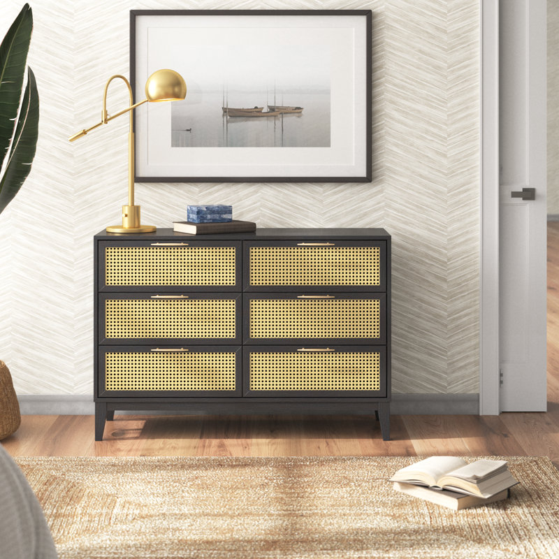 Jalex 6 Drawer Double Dresser, Black