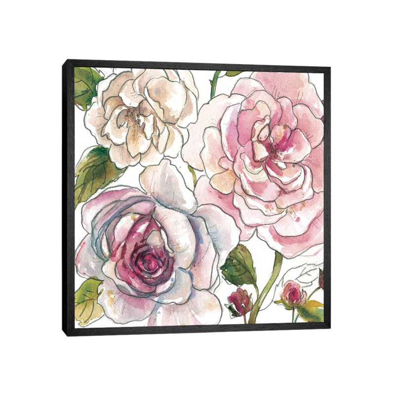 Floral Sketchbook by Carol Robinson - Print on Canvas, Black Framed, 45.72 cm H x 45.72 cm W