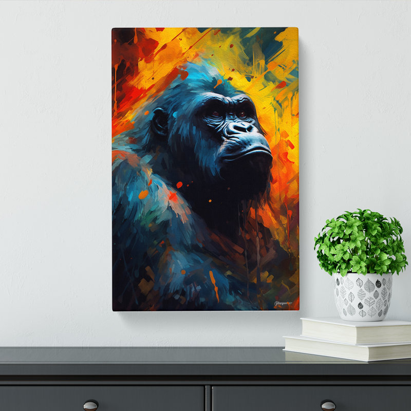 Gorilla Abstract Art No.2 - Wrapped Canvas, 50cm H x 35cm W x 3cm D