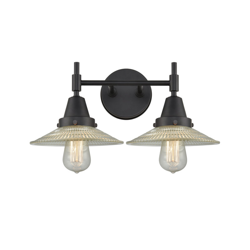 Éclairage pour meuble-lavabo à 2 lumières à intensité variable Gayle, Ampoule DEL rétro 4 watts, Noir mat, Transparent