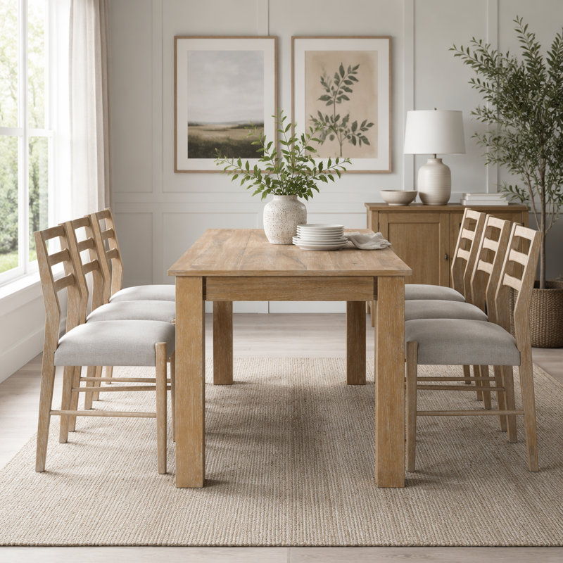 Ensemble de table de salle à manger 7 pièces, Bois naturel délavé