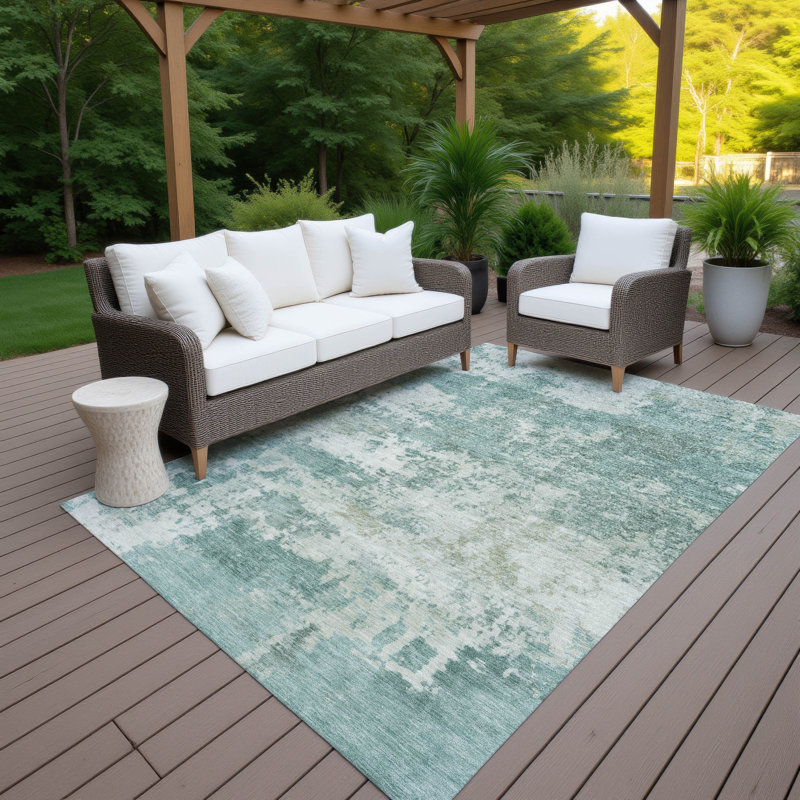 Machine Washable Indoor/Outdoor Wagenen ACN2366 Abstract Rug, Rectangle 10' x 14'