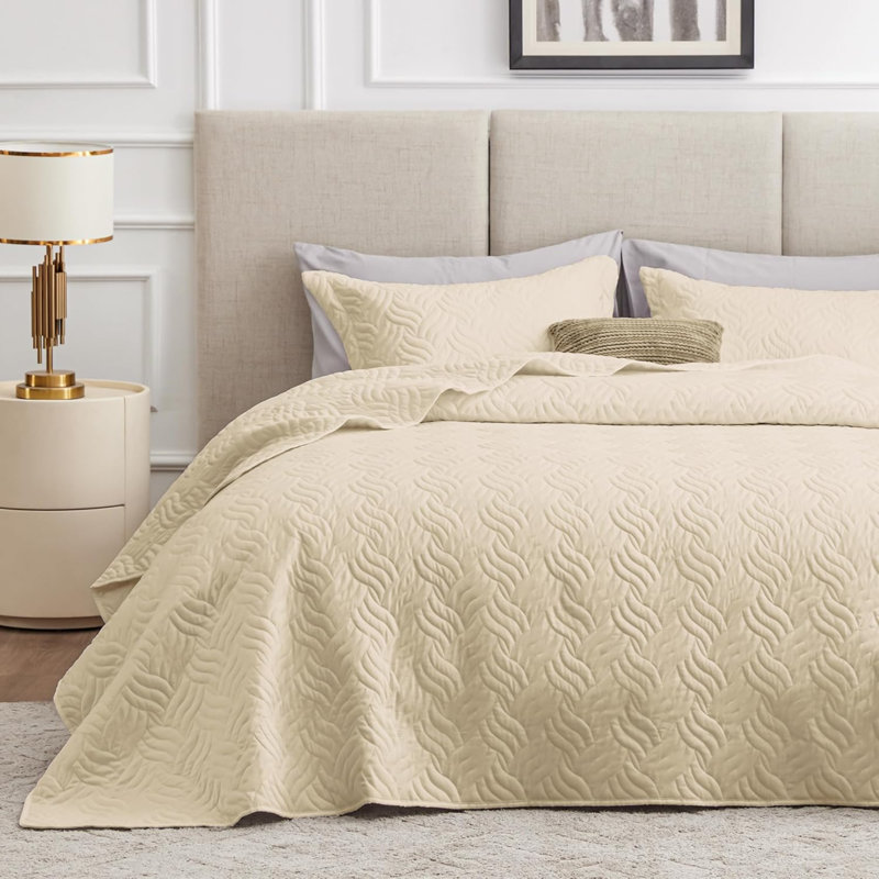 Ensemble de literie pour courtepointe très grand lit Chameaux - couvre-lit léger en microfibre de courtepointe d'été - couvre-lit à motif de vagues pour toutes les saisons - 3 pièces (1 courtepointe, 2 taies décoratives)
