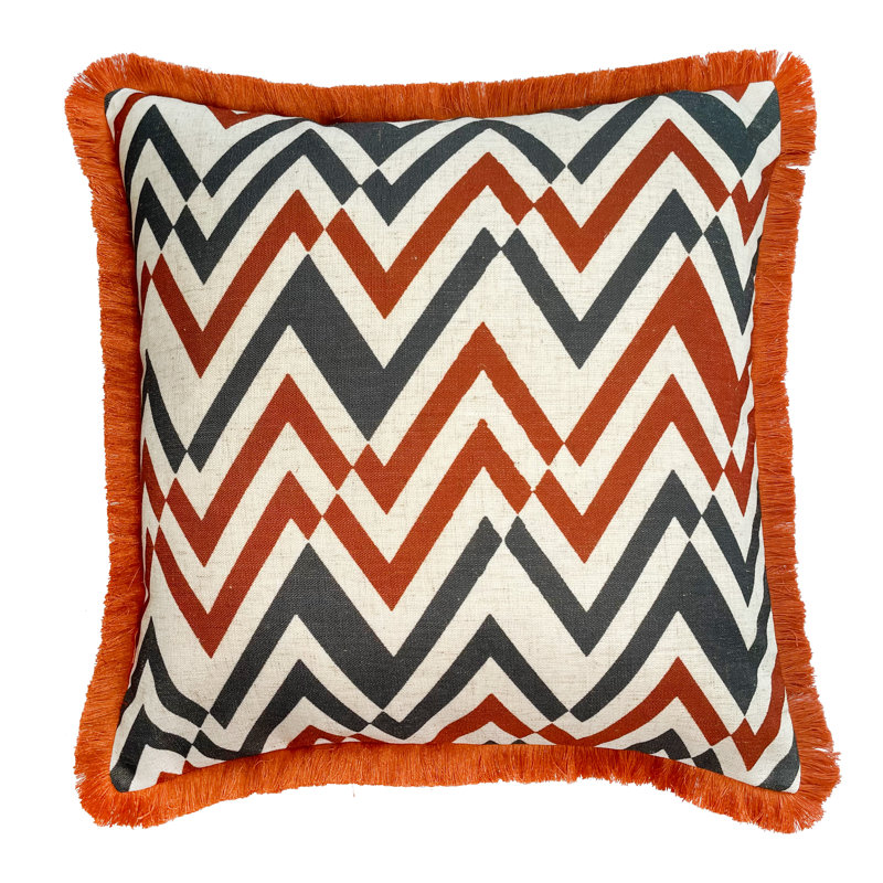 Abstract Square Throw Cushion, Rust