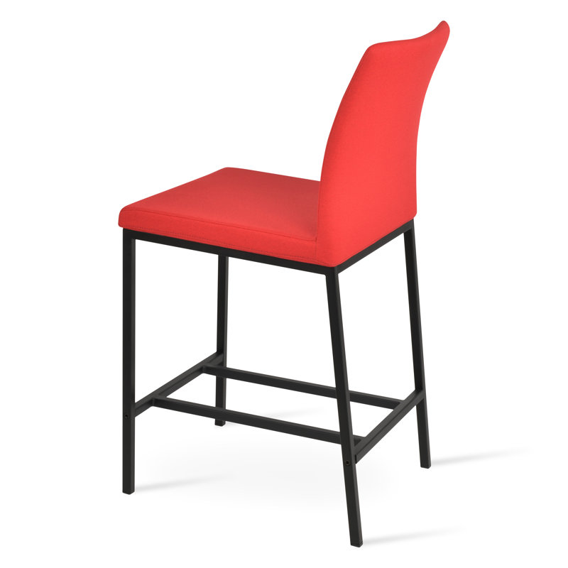 Tabouret de bar et de comptoir en métal Zeyno, Noir, Rouge d’époque, Tabouret de bar (siège d'une hauteur de 29 po)